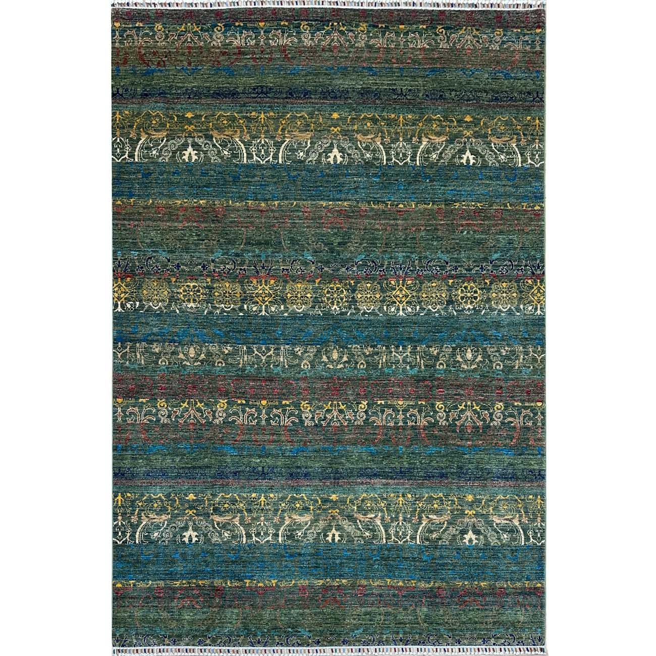 El Dokuma Yeşil Modern Sultani Yün Halı (200x290 cm)