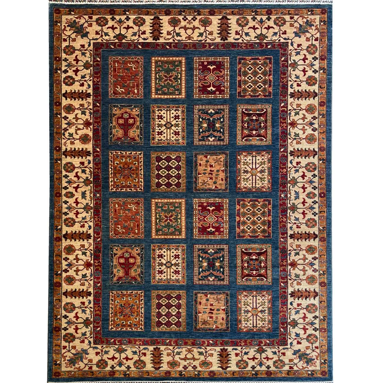 El Dokuma Mavi Bahtiyar Kabile Yün Halı (210x300 cm)