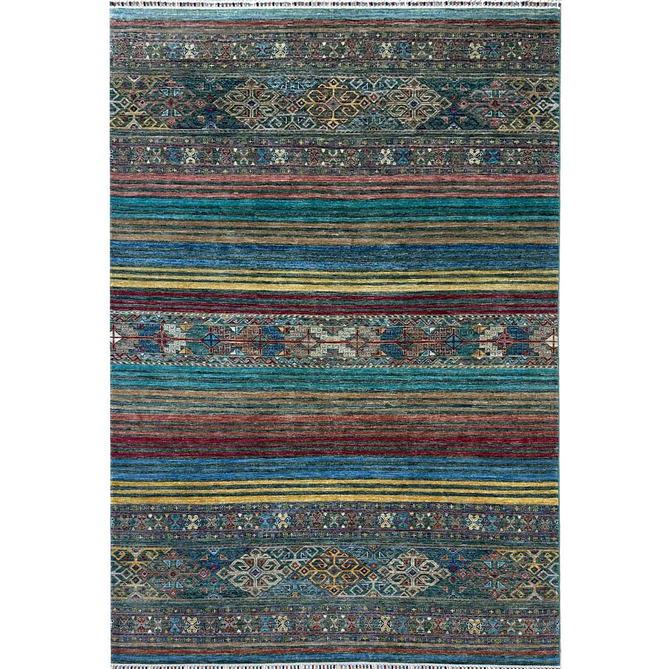 El Dokuma Yeşil Horcin Kabile Yün Halı (200x300 cm)