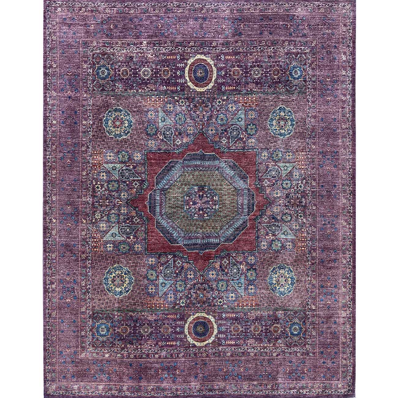 El Dokuma Lila Premium Madalyon Memlük Yün Halı (250x300 cm)