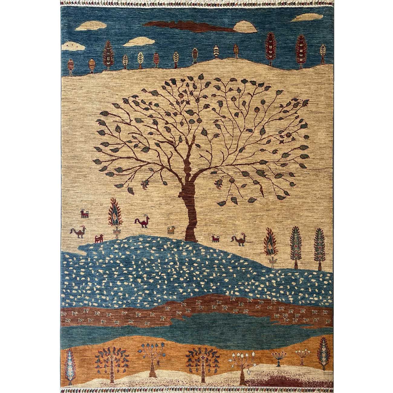 El Dokuma Hayat Ağacı Yün Halı (175x240 cm)