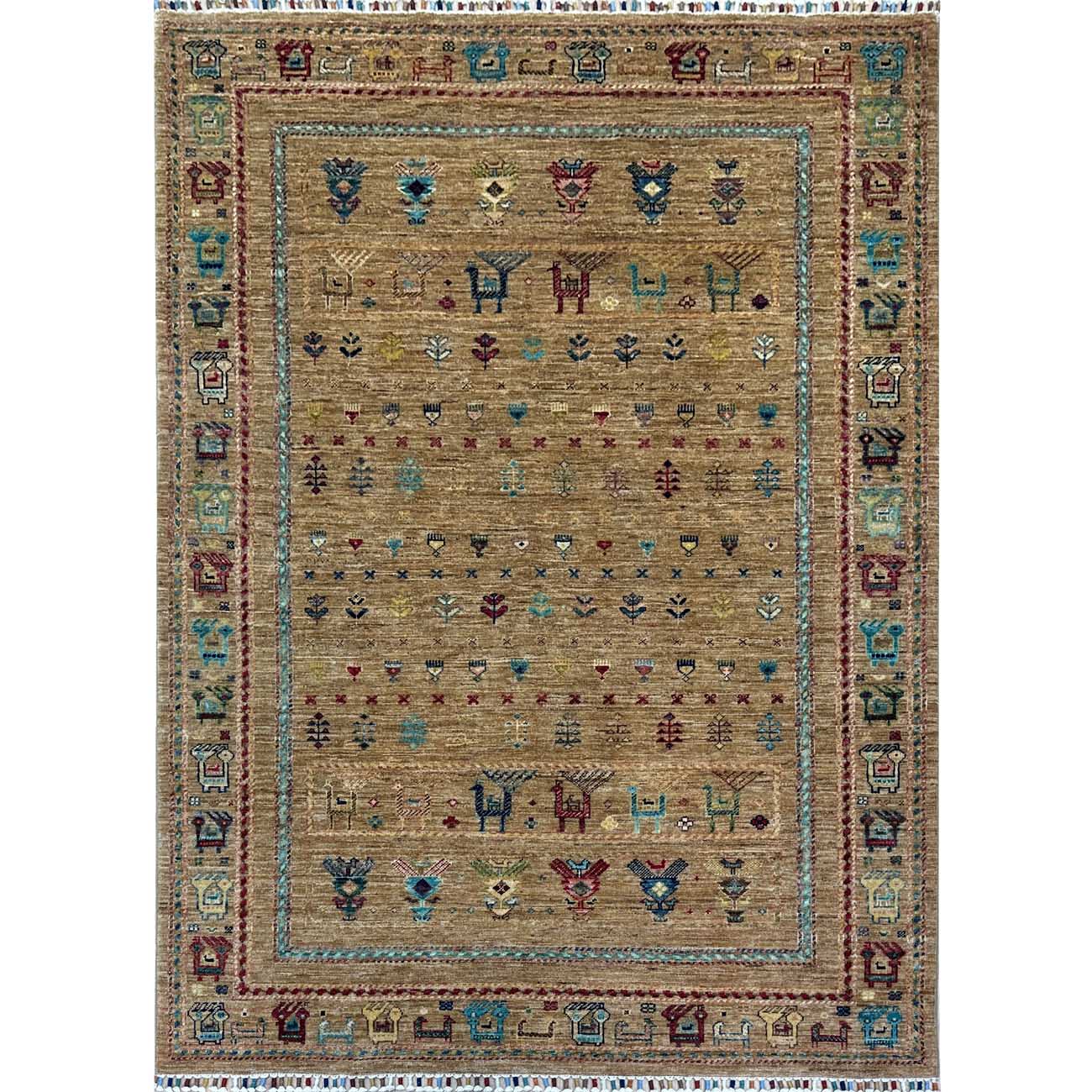 El Dokuma Figürlü Kabile Yün Halı (150x205 cm)