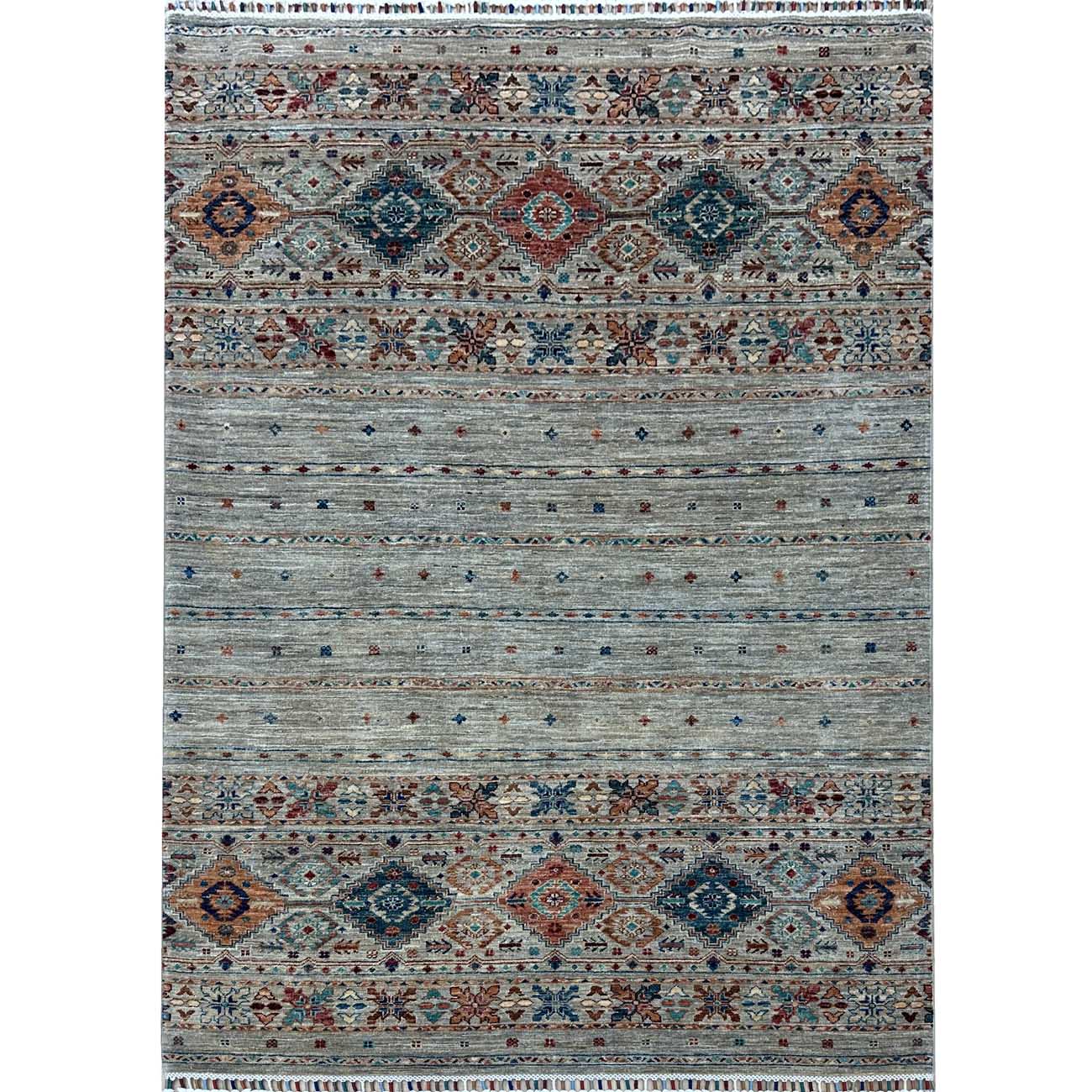 El Dokuma Çizgili Horcin Yün Halı (150x210 cm)