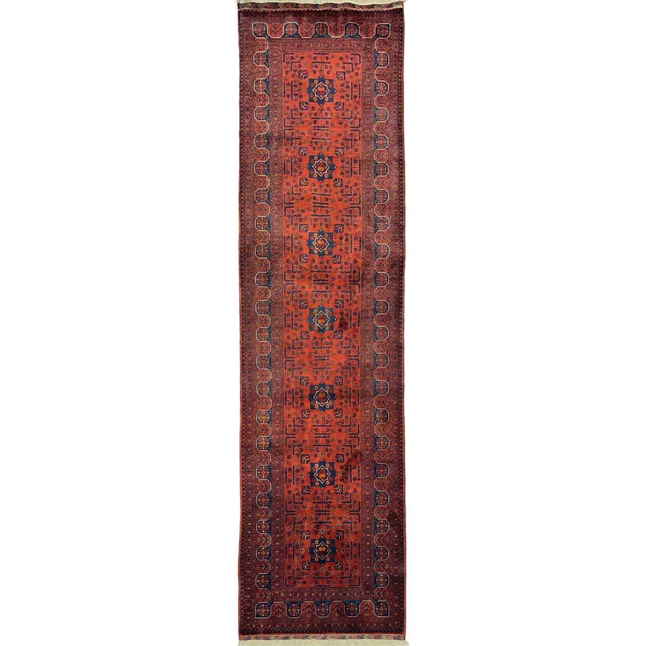 El Dokuma Bilicik Afgan Yün Yolluk Halı (80x300 cm)