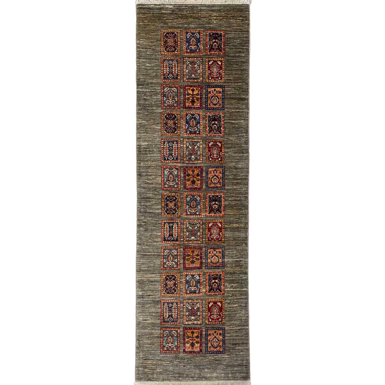 El Dokuma Gri Bahtiyar Yün Yolluk Halı (80x250 cm)