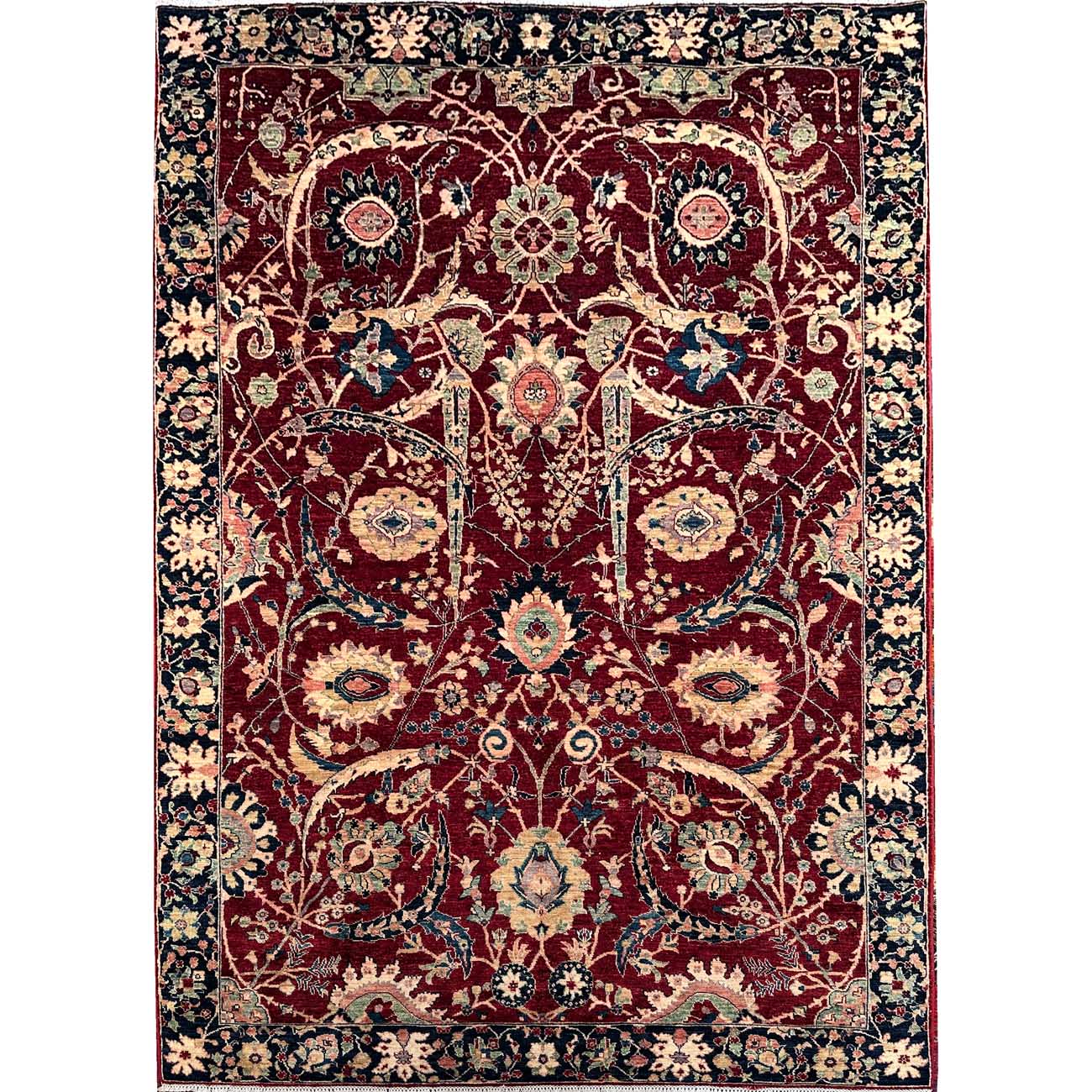 El Dokuma Bordo İran Kerman Yün Halı (200x300 cm)