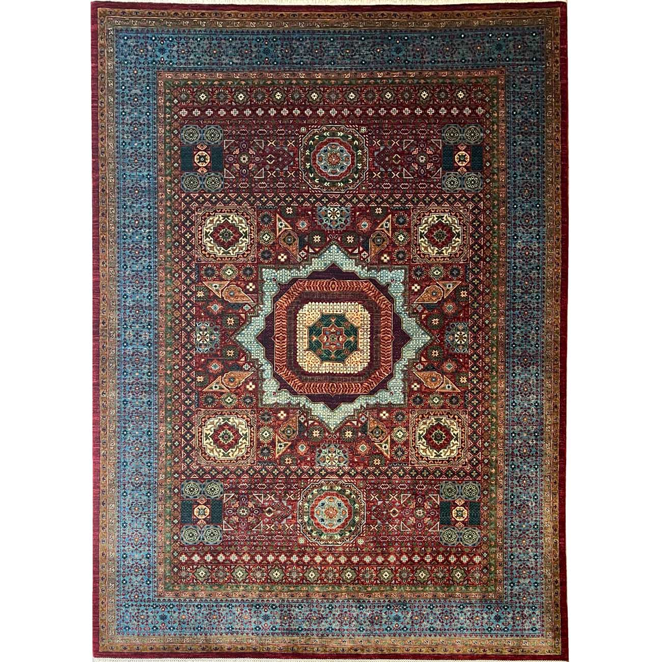 El Dokuma İnce Madalyon Memlük Yün Halı (210x300 cm)