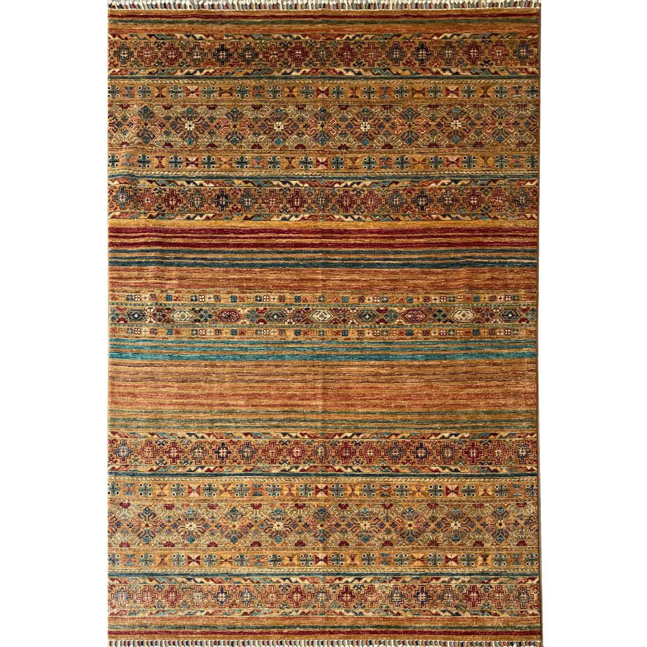 El Dokuma Çizgili Horcin Kabile Yün Halı (170x245 cm)