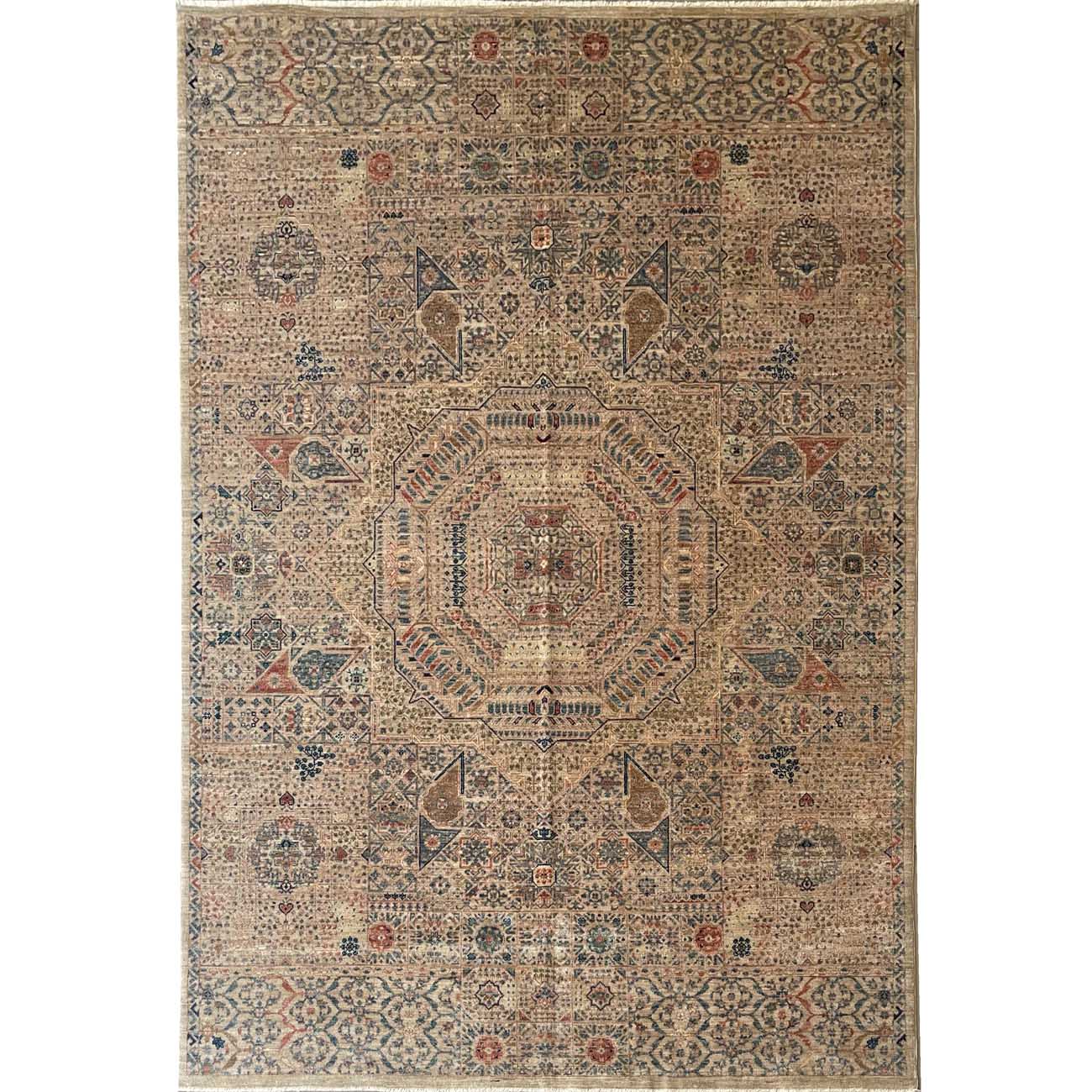 El Dokuma Premium Bej Memlük Yün Halı (170x250 cm)