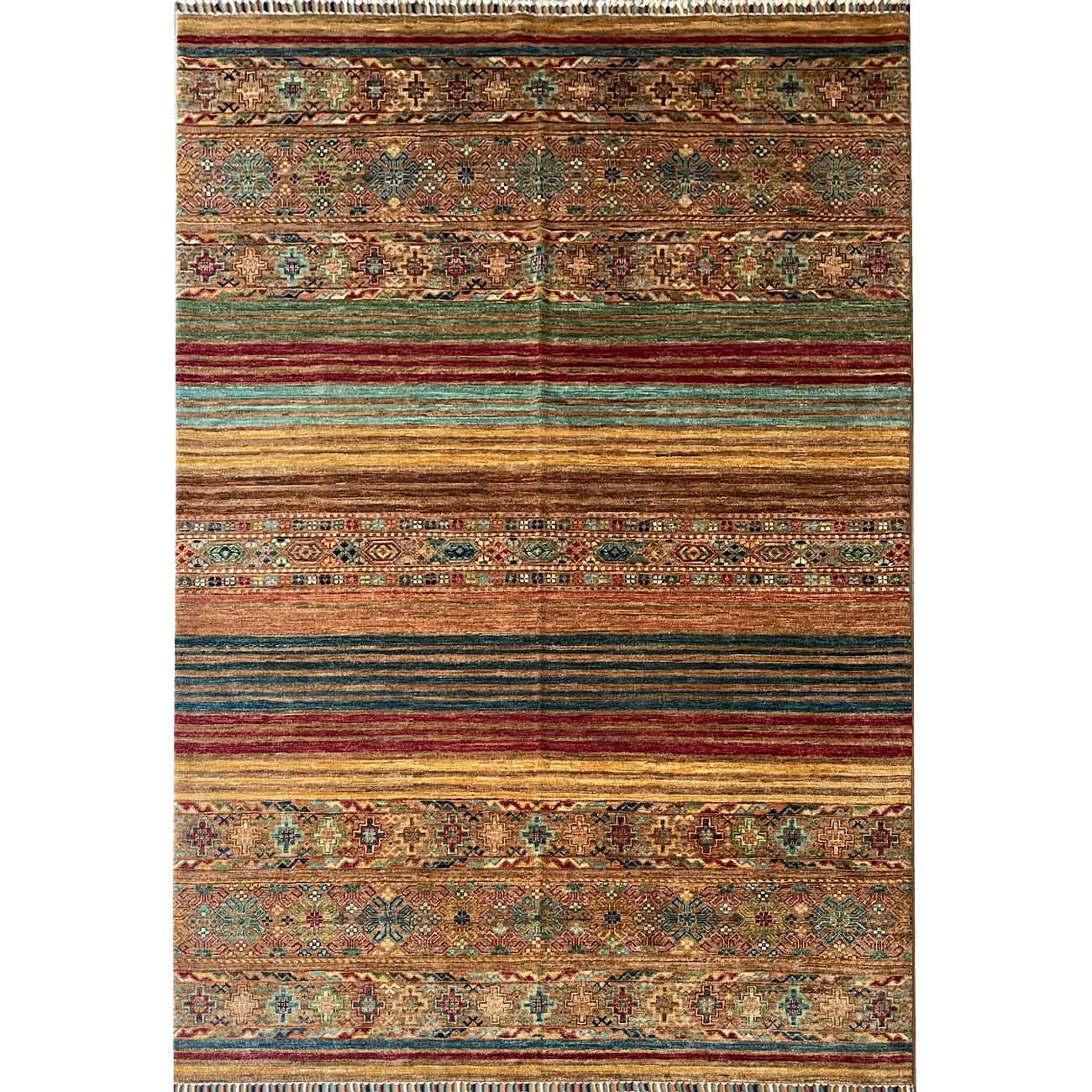 El Dokuma Çizgili Horcin Kabile Yün Halı (170x240 cm)