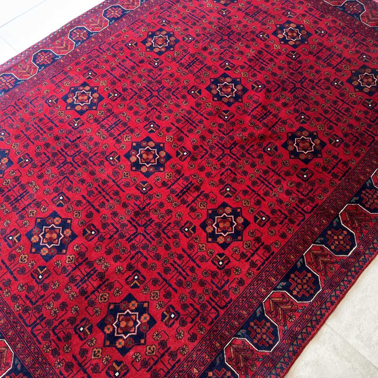 El Dokuma Kırmızı Türkmen Yün Halı (170x235 cm) - Görsel 8