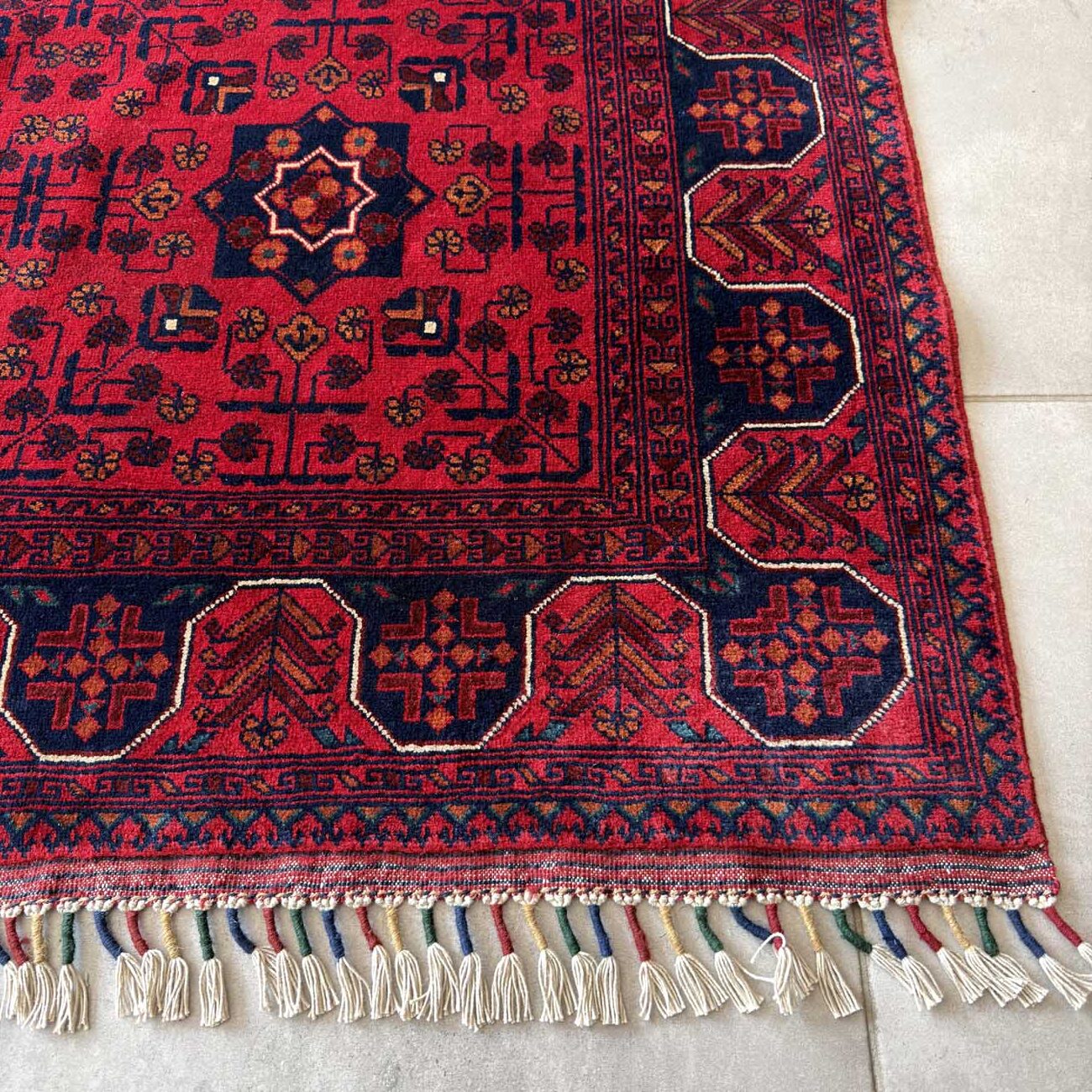 El Dokuma Kırmızı Türkmen Yün Halı (170x235 cm) - Görsel 9