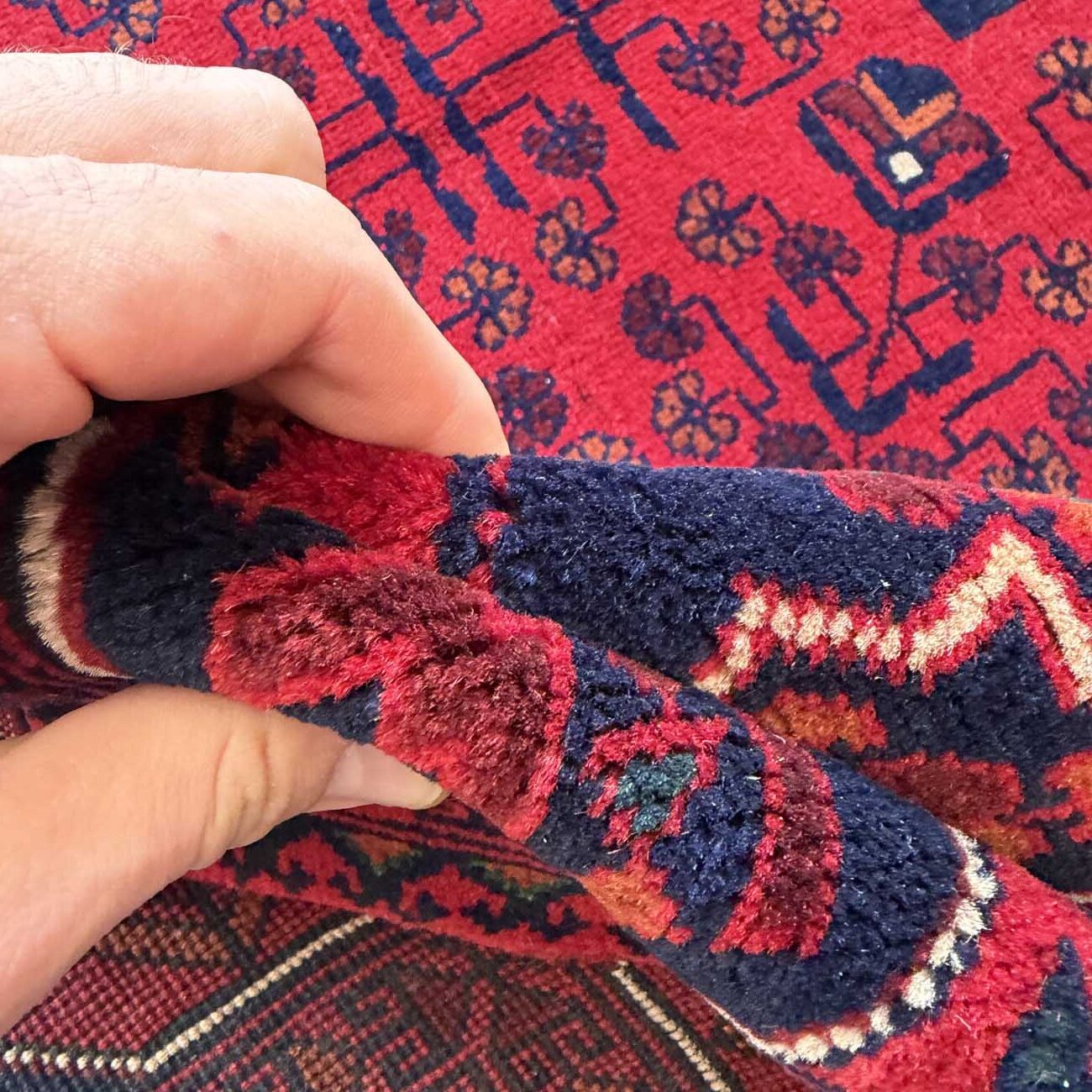 El Dokuma Kırmızı Türkmen Yün Halı (170x235 cm) - Görsel 5