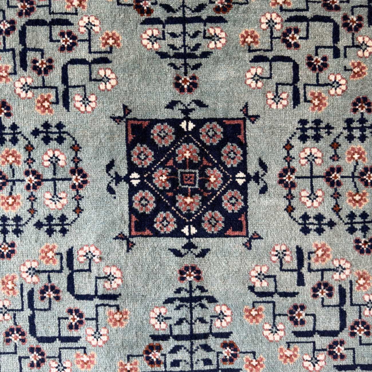 El Dokuma Mavi Türkmen Yün Halı (205x300 cm) - Görsel 9