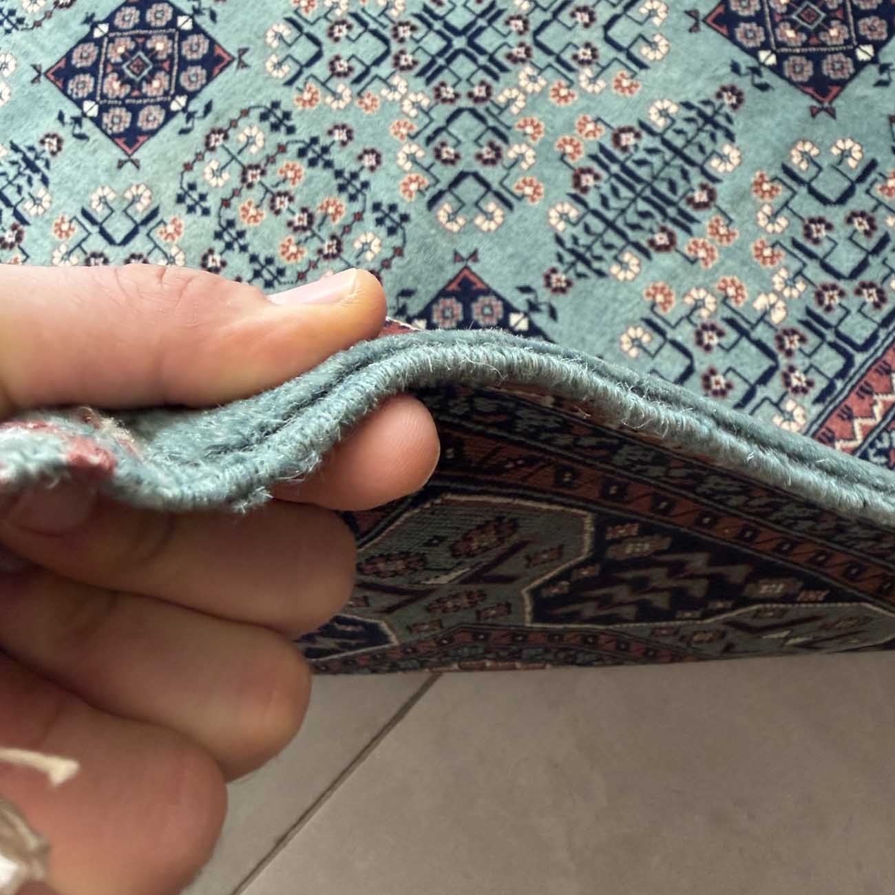 El Dokuma Mavi Türkmen Yün Halı (205x300 cm) - Görsel 10