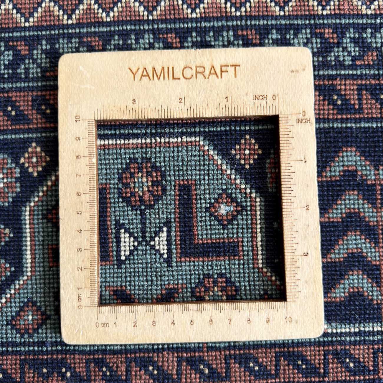 El Dokuma Mavi Türkmen Yün Halı (205x300 cm) - Görsel 6