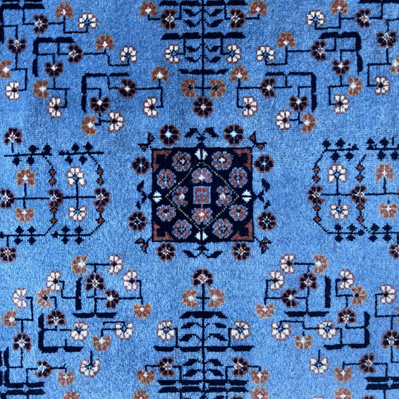 El Dokuma Mavi Afgan Bilicik Yün Halı (210x300 cm) - Görsel 10