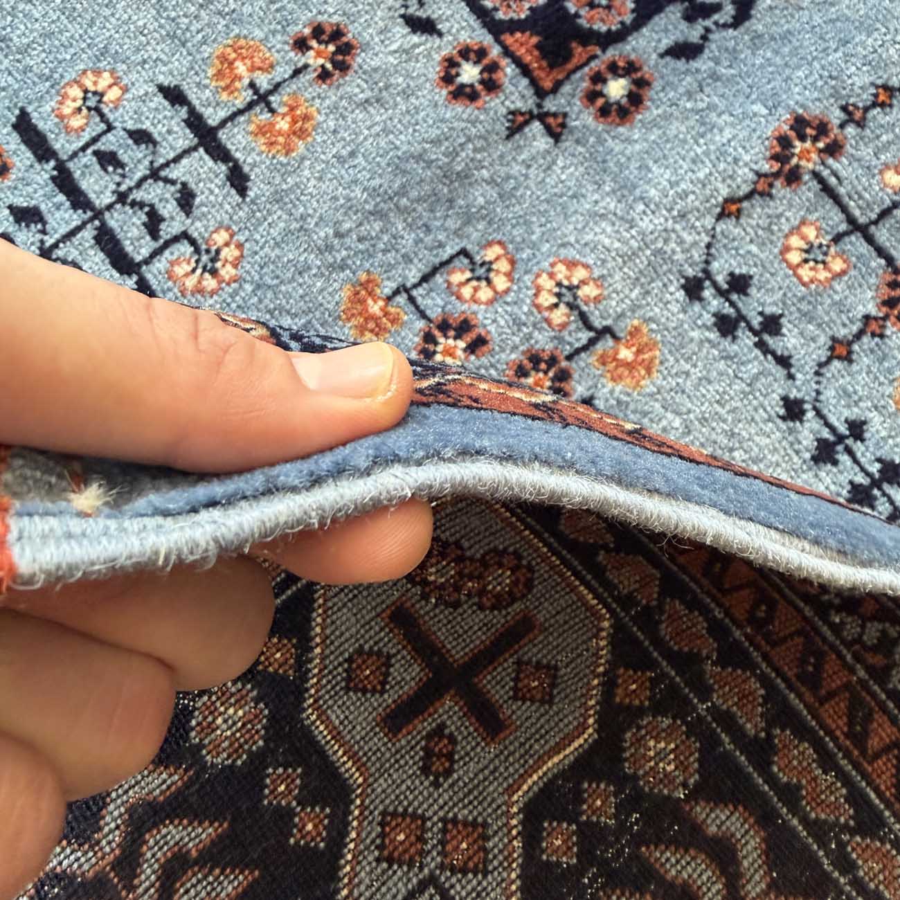 El Dokuma Mavi Afgan Bilicik Yün Halı (210x300 cm) - Görsel 7