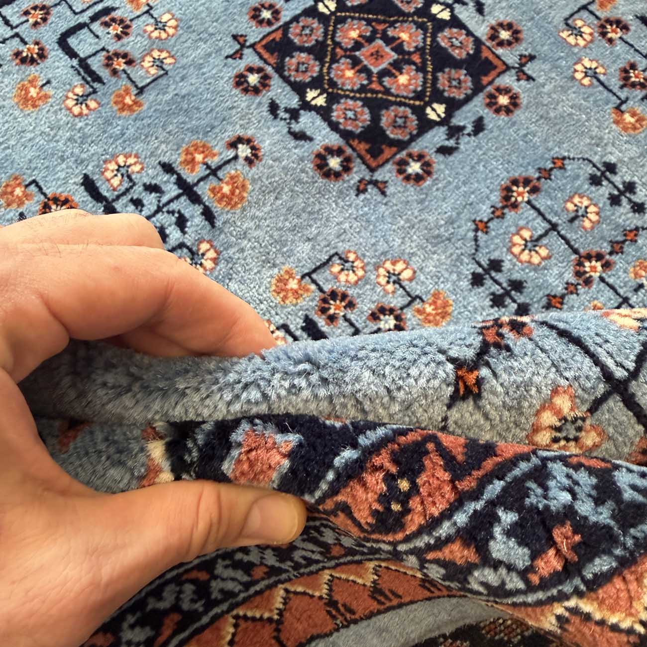 El Dokuma Mavi Afgan Bilicik Yün Halı (210x300 cm) - Görsel 4