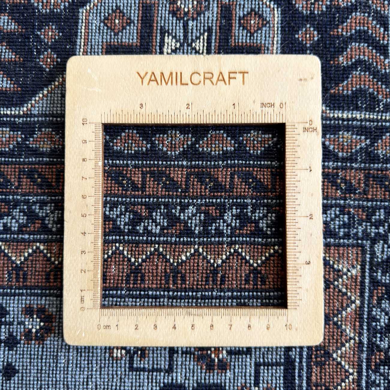 El Dokuma Mavi Afgan Bilicik Yün Halı (210x300 cm) - Görsel 6