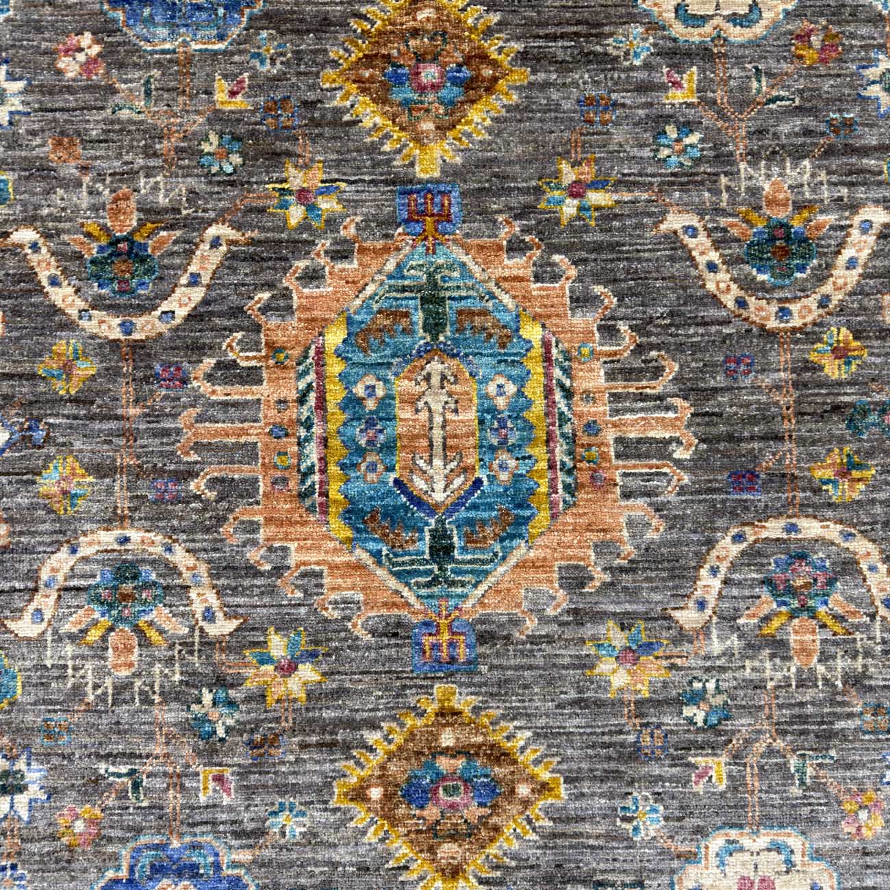 El Dokuma Gri Kazak Yün Halı (250x320 cm) - Görsel 2