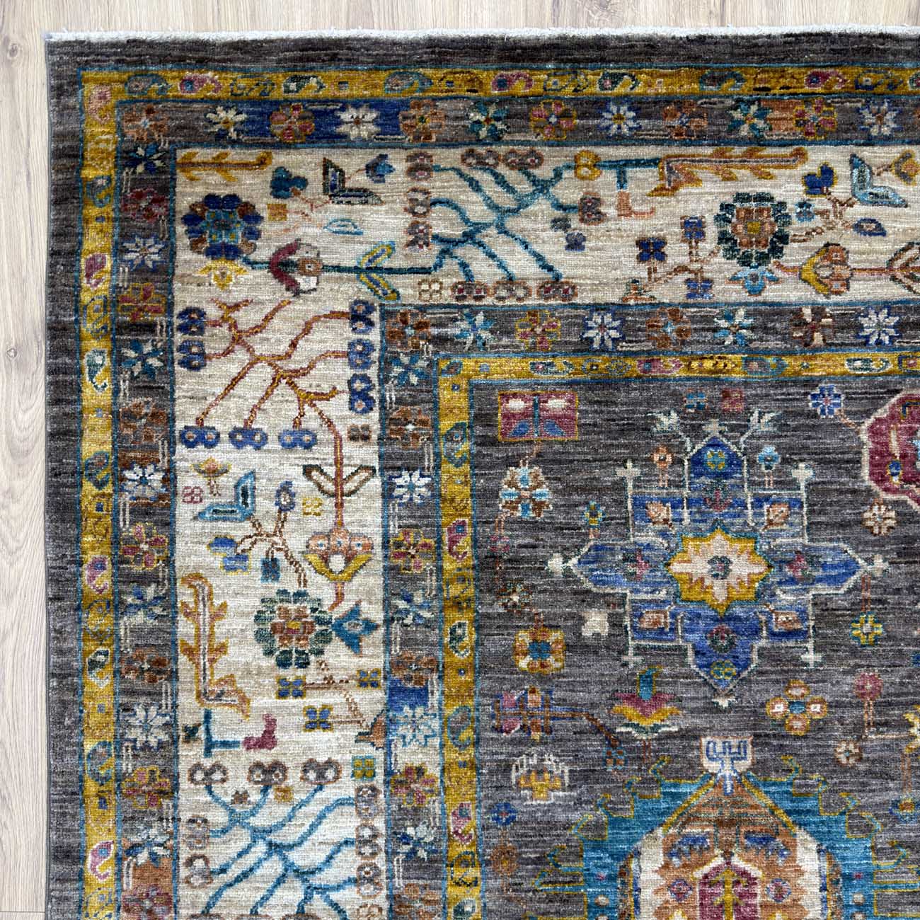 El Dokuma Gri Kazak Yün Halı (250x320 cm) - Görsel 3