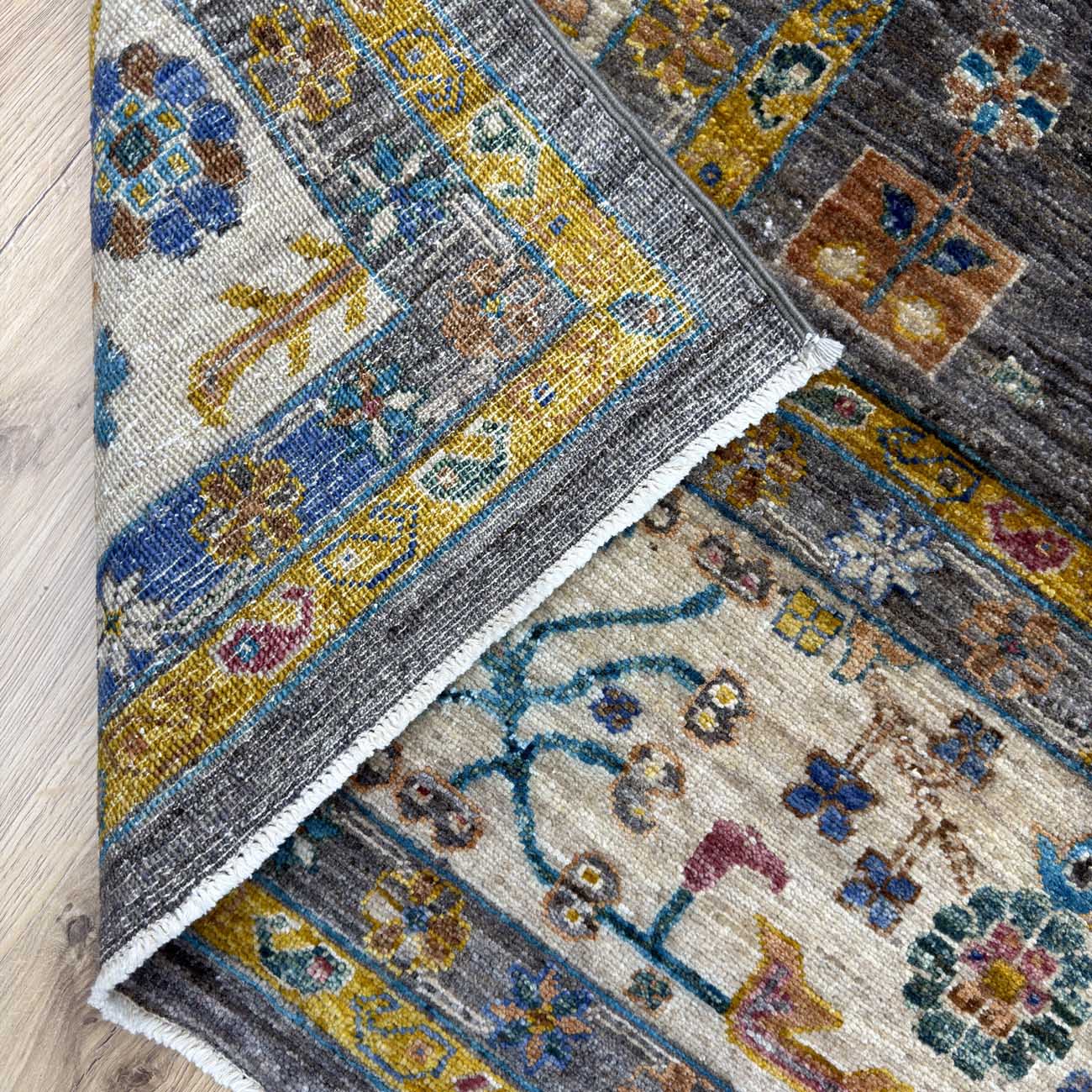 El Dokuma Gri Kazak Yün Halı (250x320 cm) - Görsel 6