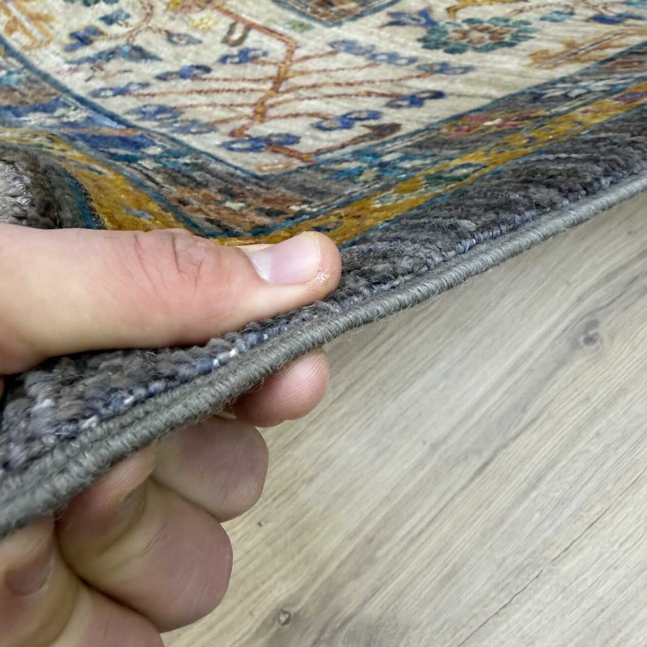 El Dokuma Gri Kazak Yün Halı (250x320 cm) - Görsel 11