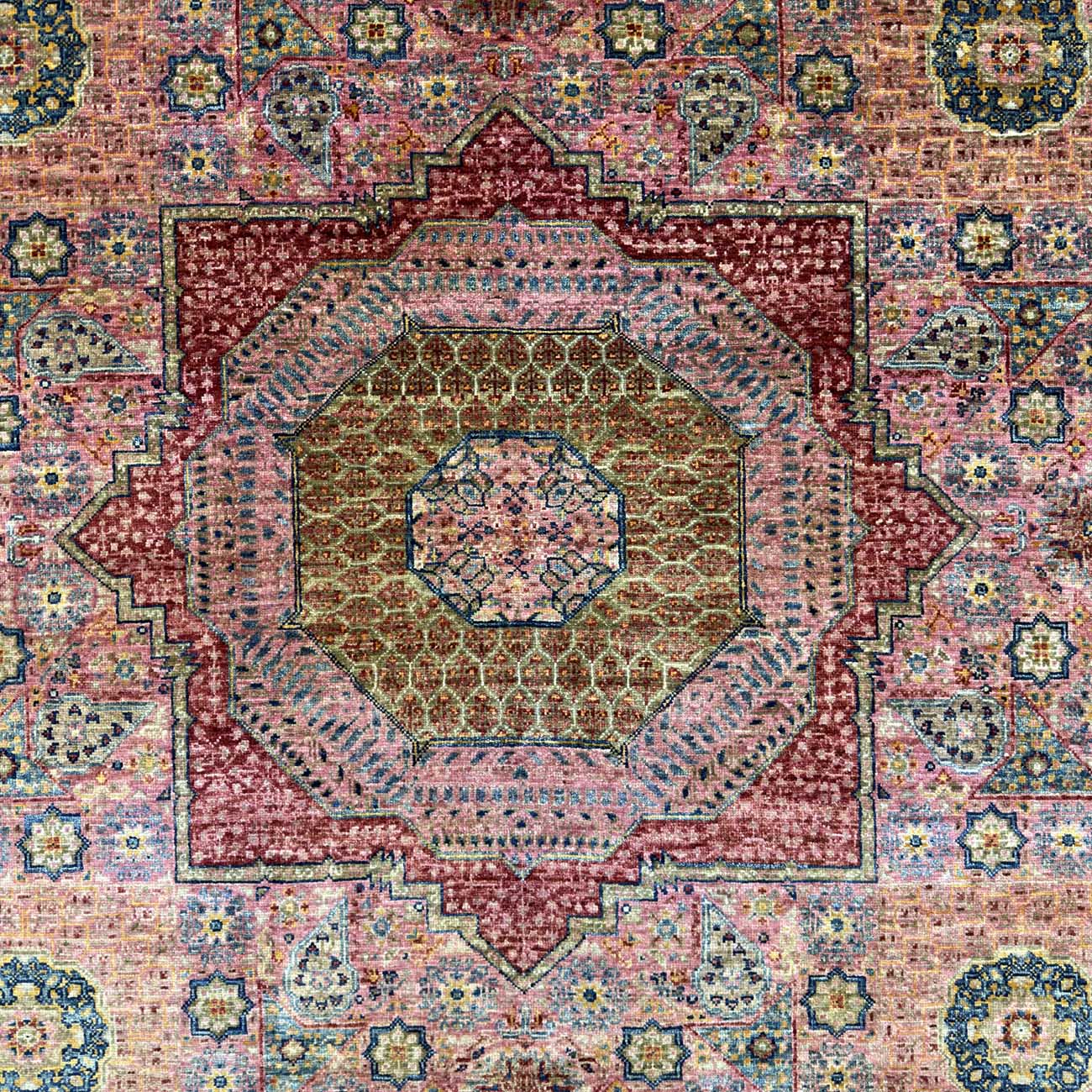 El Dokuma Pembe Premium Memlük Yün Halı (170x235 cm) - Görsel 2