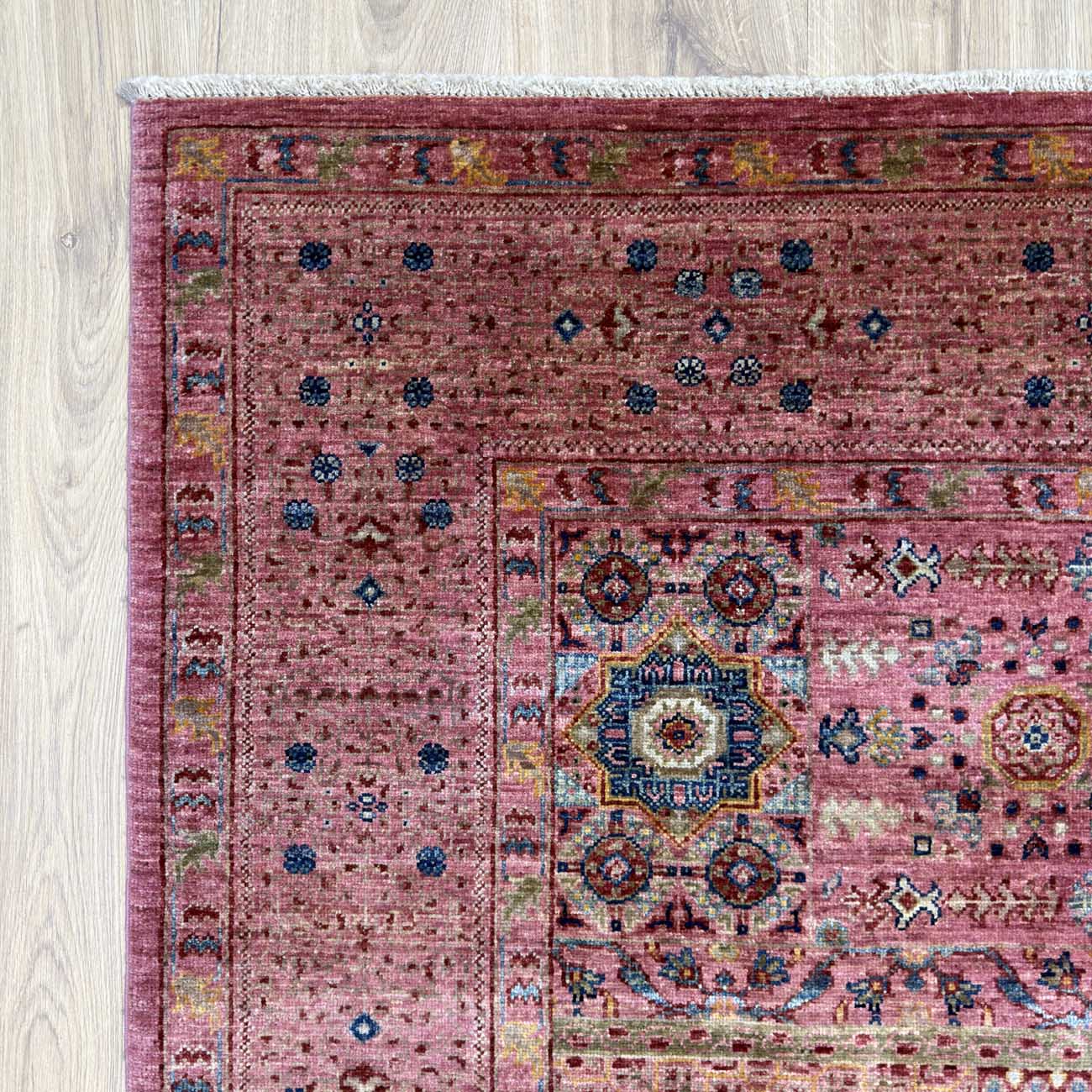 El Dokuma Pembe Premium Memlük Yün Halı (170x235 cm) - Görsel 3