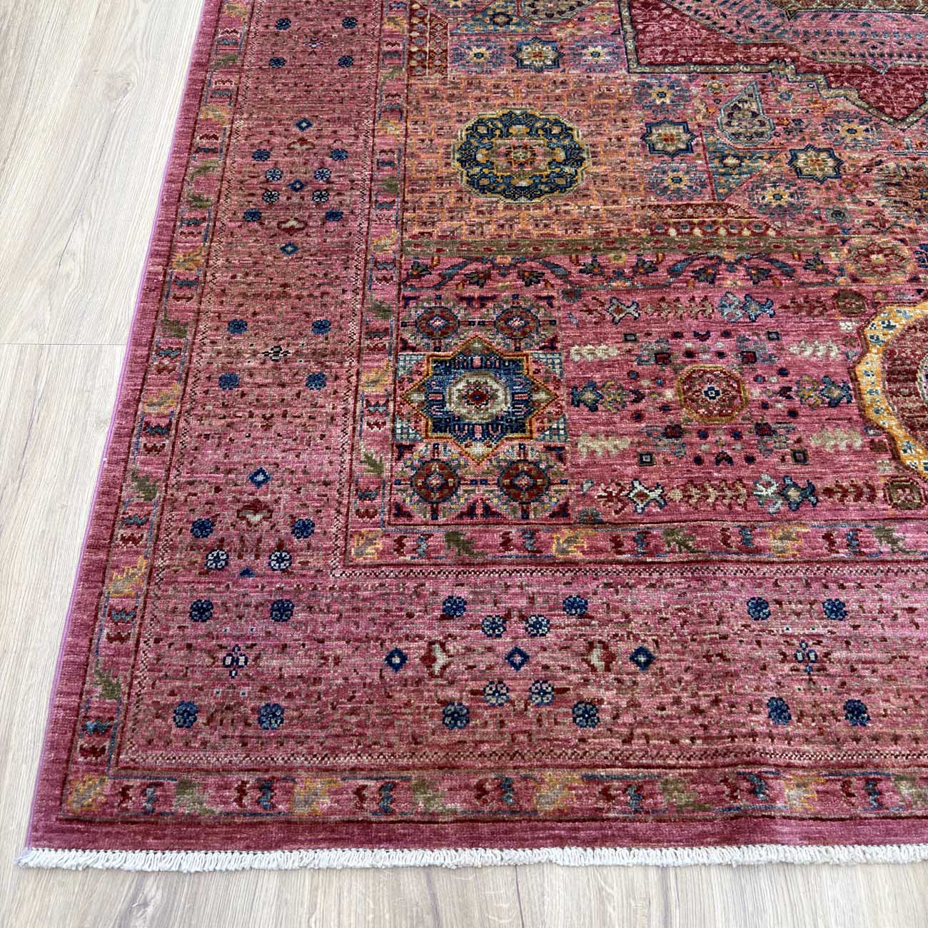 El Dokuma Pembe Premium Memlük Yün Halı (170x235 cm) - Görsel 8