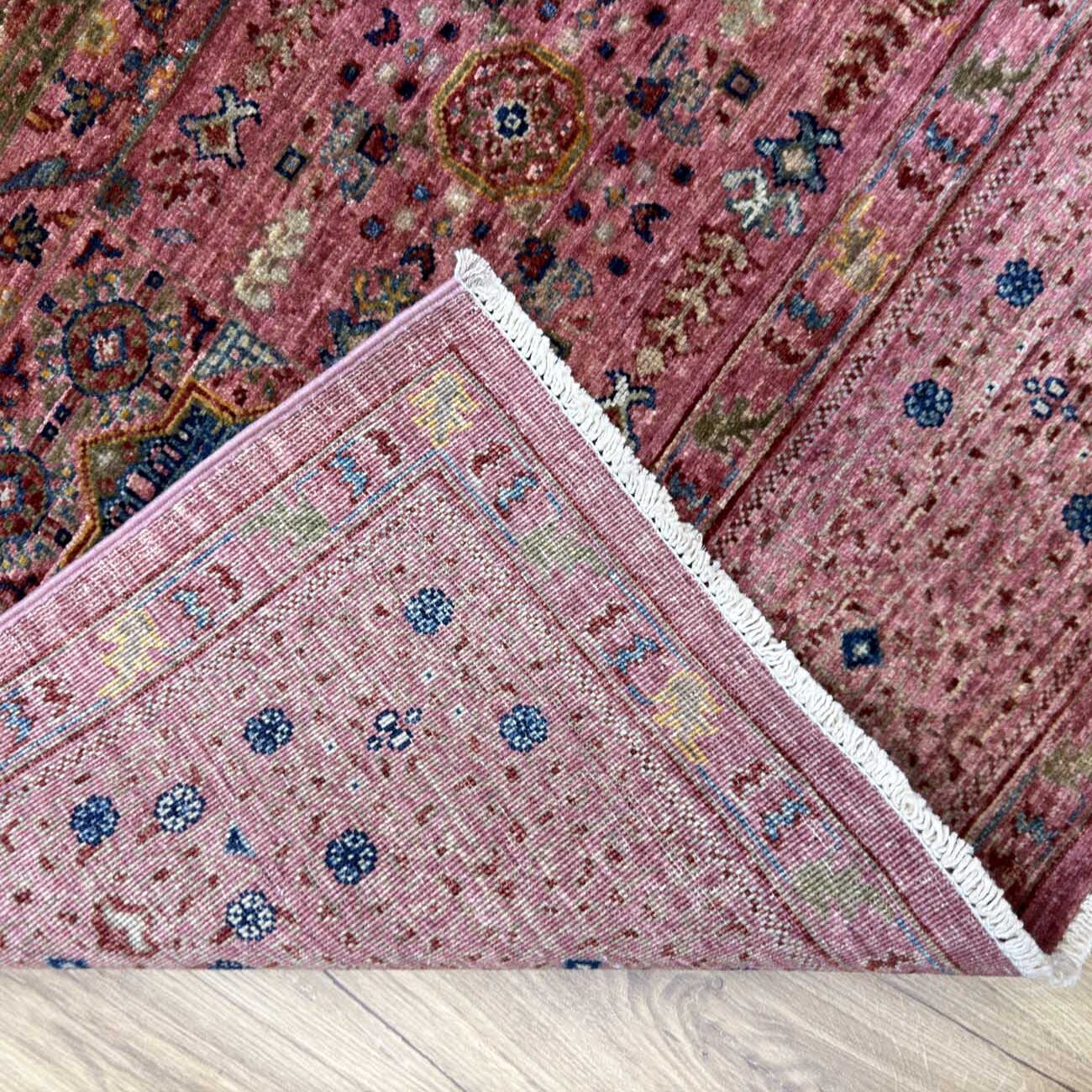 El Dokuma Pembe Premium Memlük Yün Halı (170x235 cm) - Görsel 5