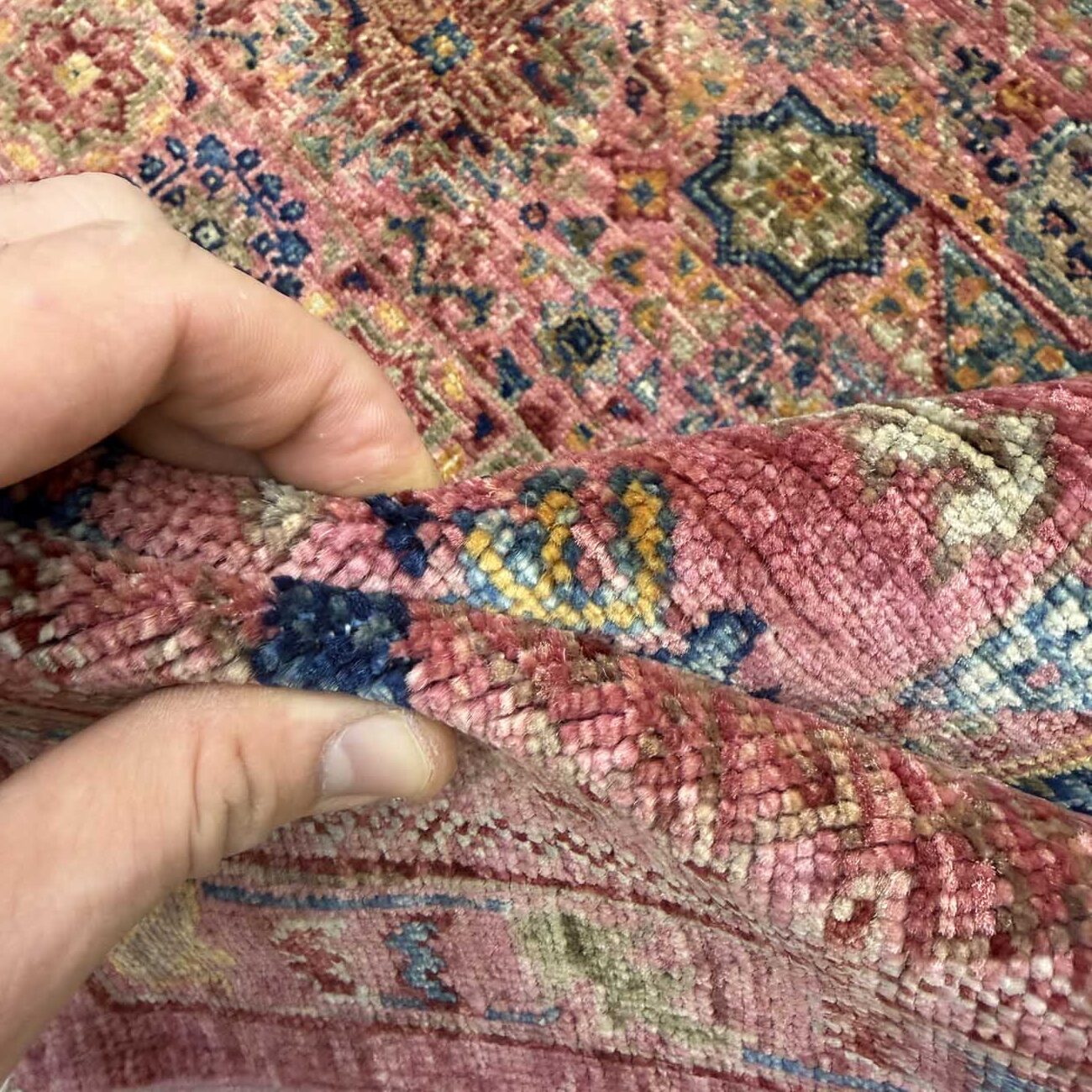 El Dokuma Pembe Premium Memlük Yün Halı (170x235 cm) - Görsel 4