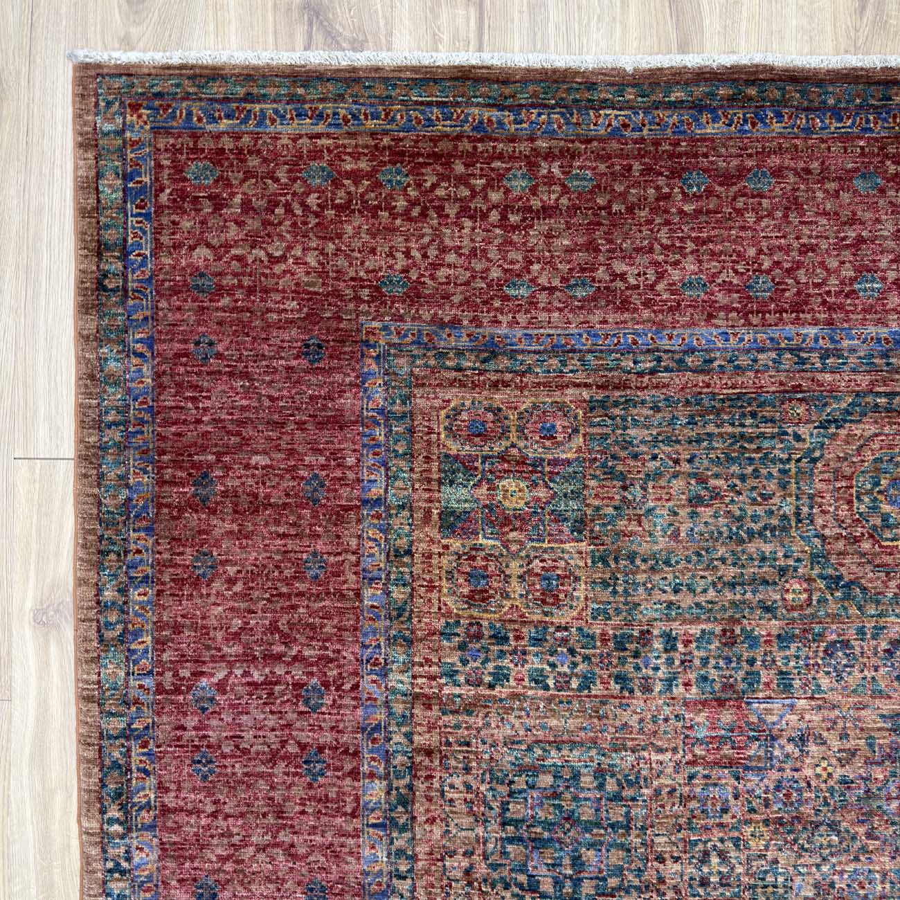 El Dokuma Bordo Premium Memlük Yün Halı (180x240 cm) - Görsel 3