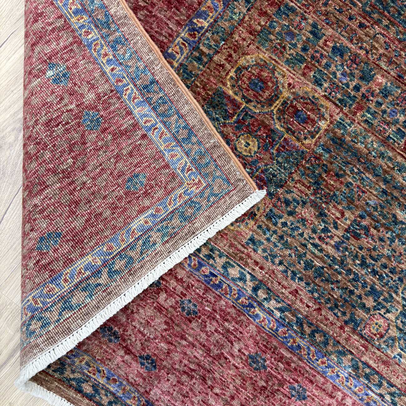 El Dokuma Bordo Premium Memlük Yün Halı (180x240 cm) - Görsel 5