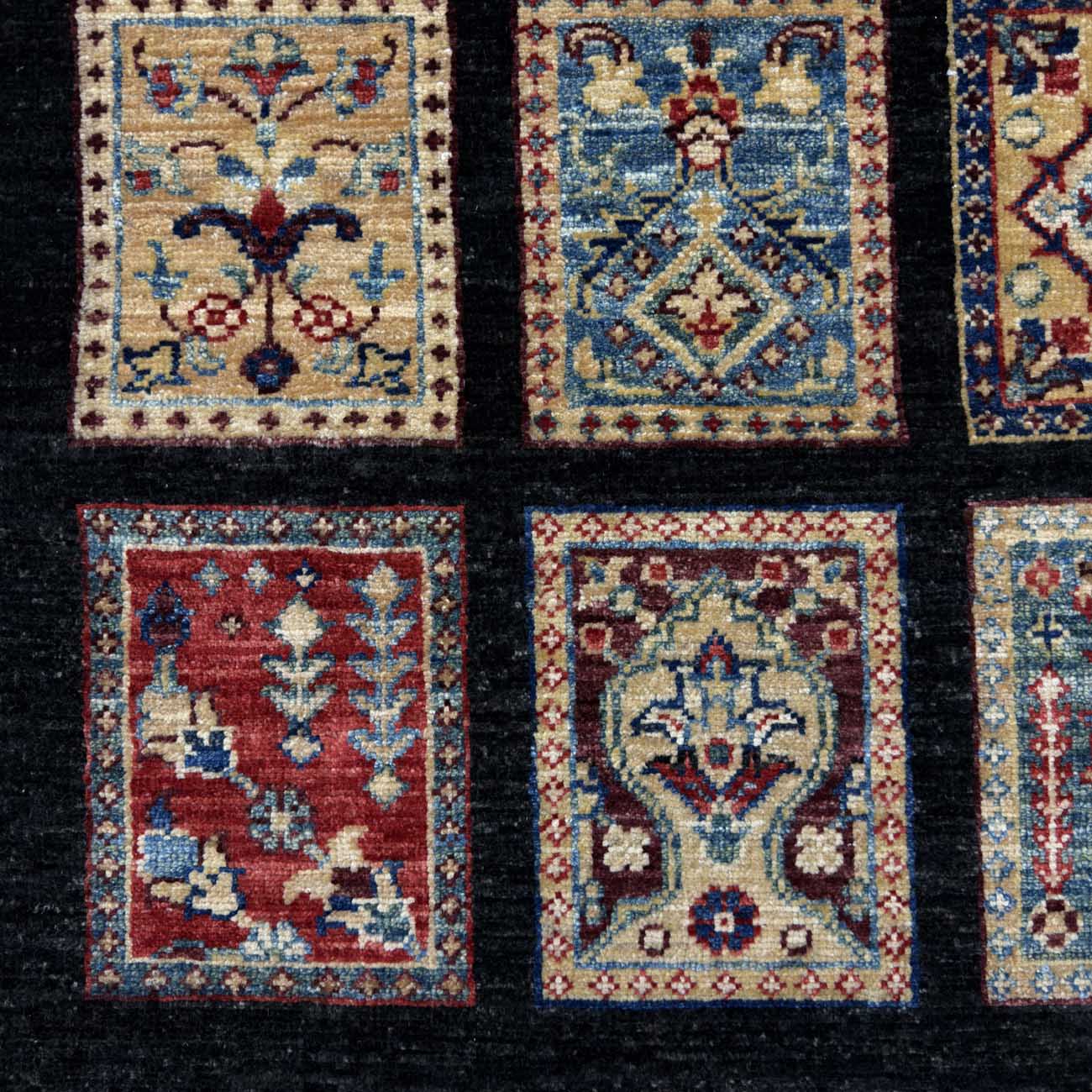 El Dokuma Siyah Bahtiyar Yün Yolluk Halı (80x310 cm) - Görsel 2