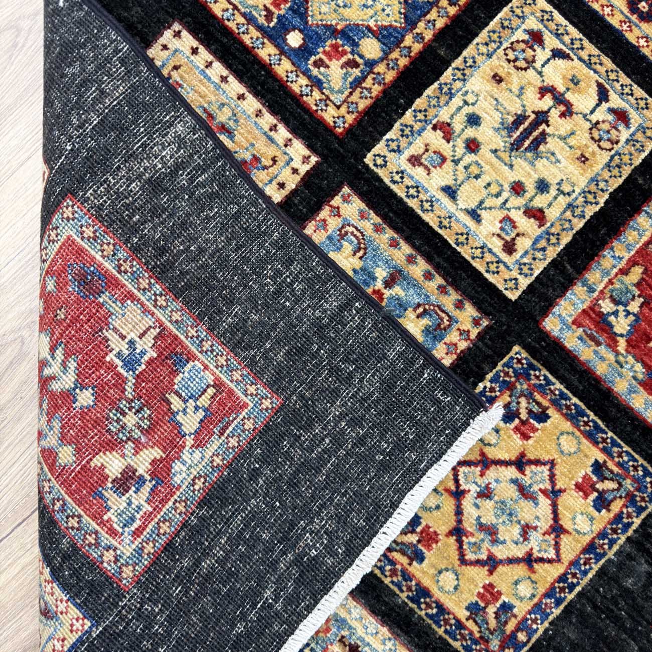 El Dokuma Siyah Bahtiyar Yün Yolluk Halı (80x310 cm) - Görsel 5