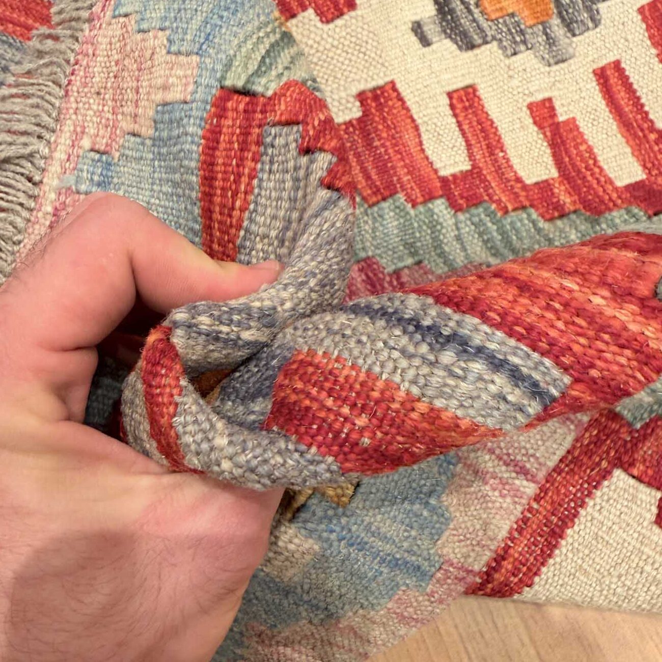 El Dokuma Anadolu Desenli Yün Kilim (80x110 cm) - Görsel 7