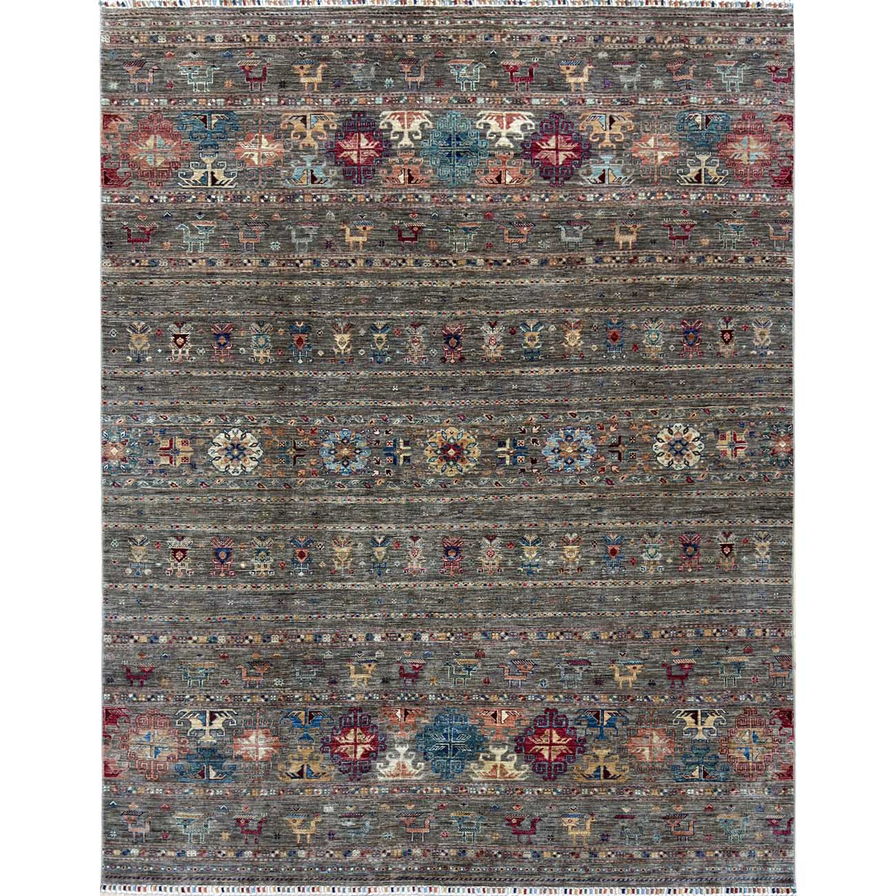 El Dokuma Natural Gri Horcin Yün Halı (240x310 cm)