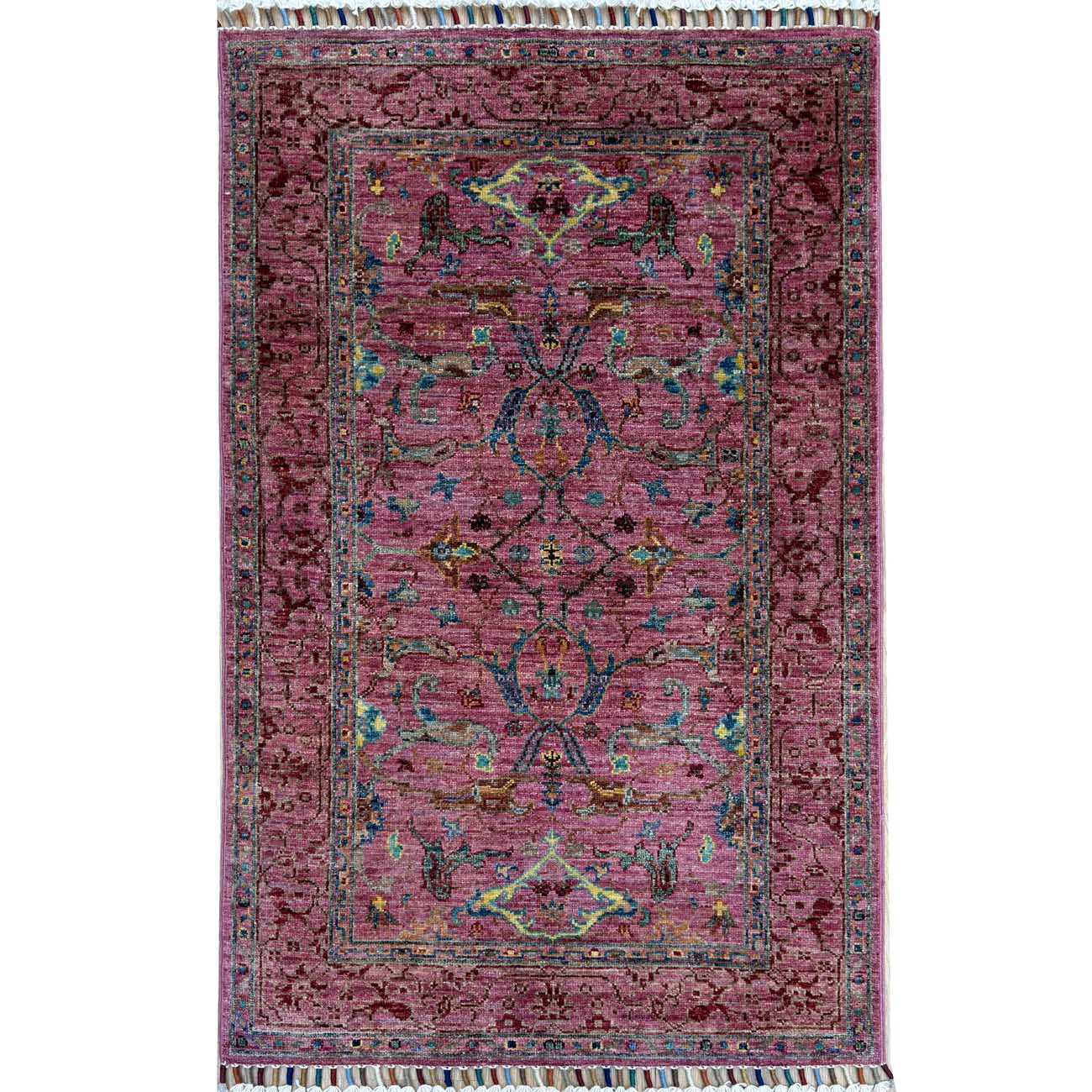 El Dokuma Pembe Sultani Yün Halı (75x120 cm)