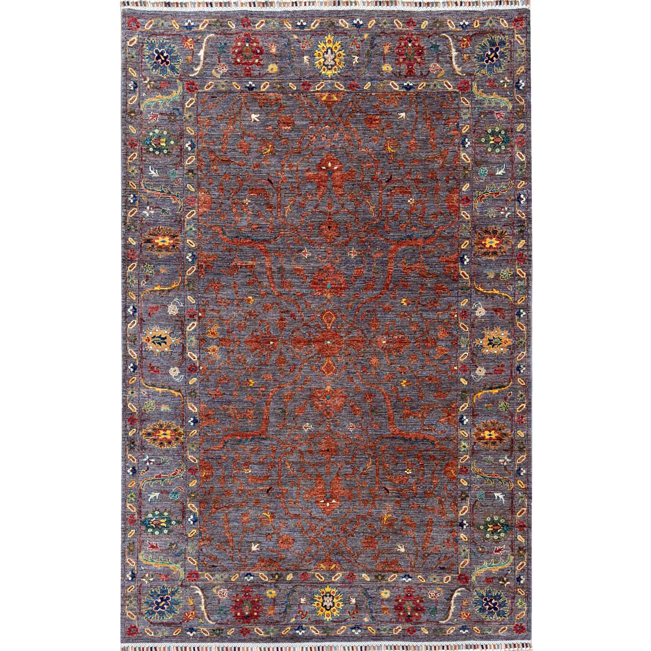 El Dokuma Turuncu Bijar İran Yün Halı (165x240 cm)