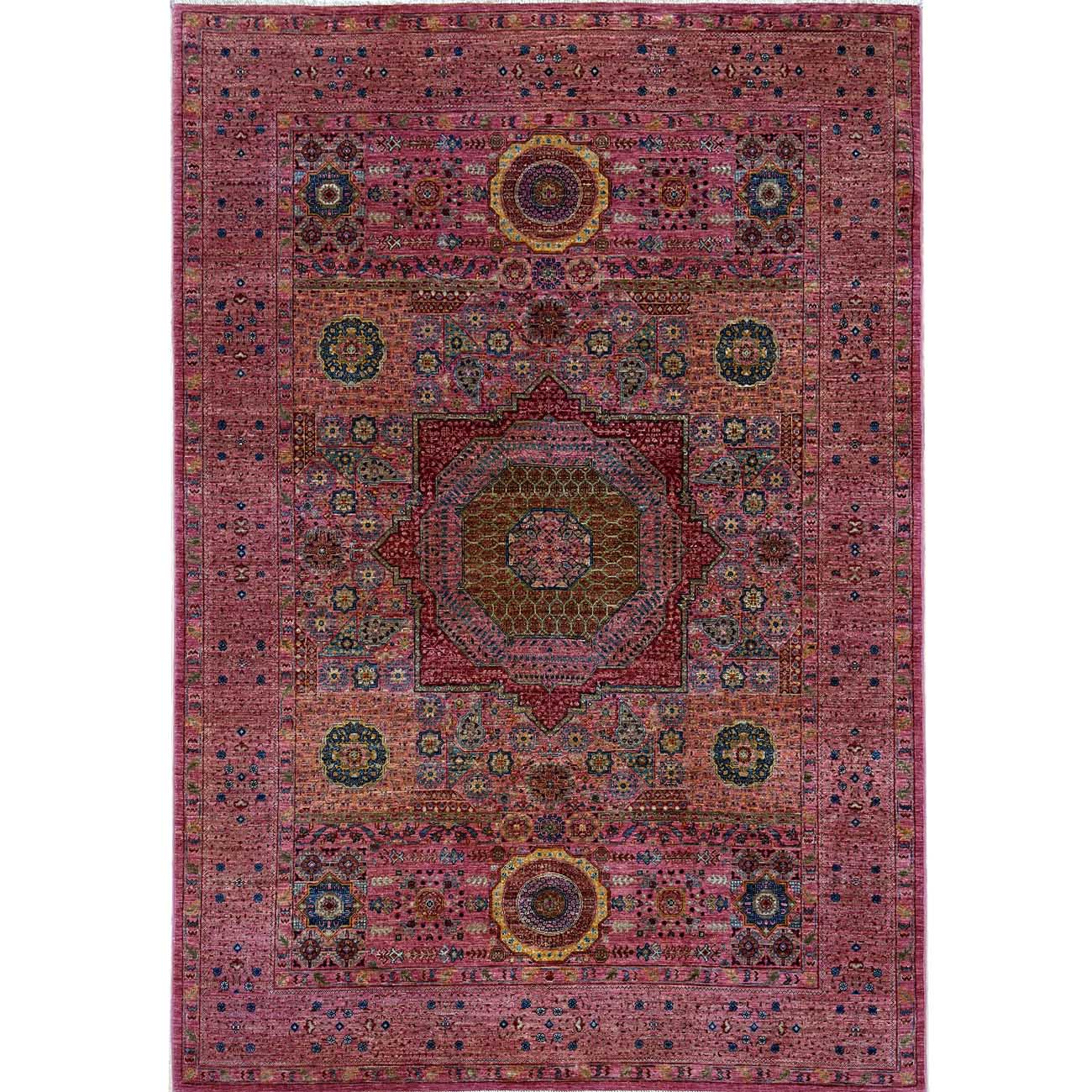 El Dokuma Pembe Premium Memlük Yün Halı (170x235 cm)