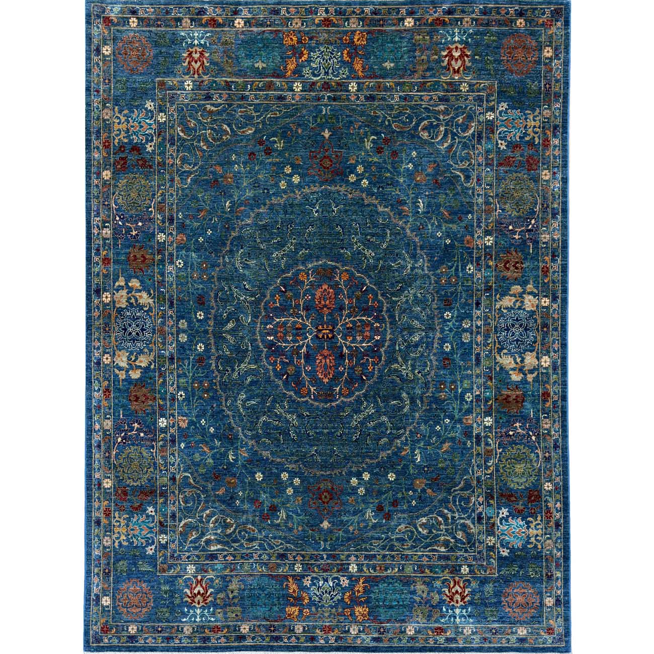 El Dokuma Mavi Premium Sundoz Yün Halı (200x260 cm)