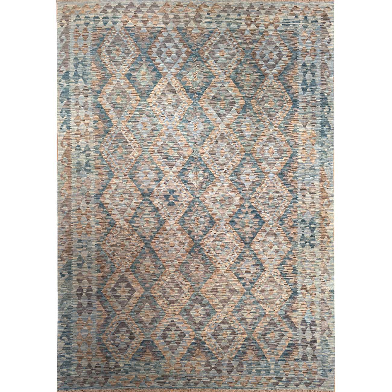 El Dokuma Gri Anadolu Desenli Yün Kilim (195x290 cm)