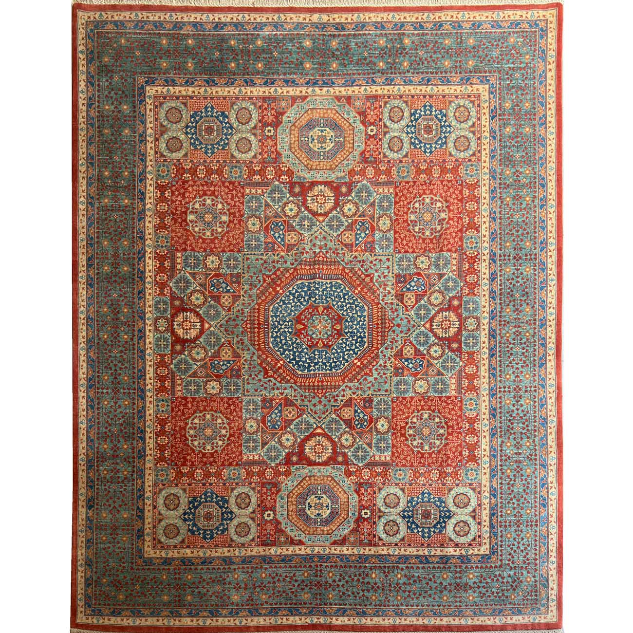 El Dokuma Turuncu Premium Memlük Yün Halı (245x305 cm)