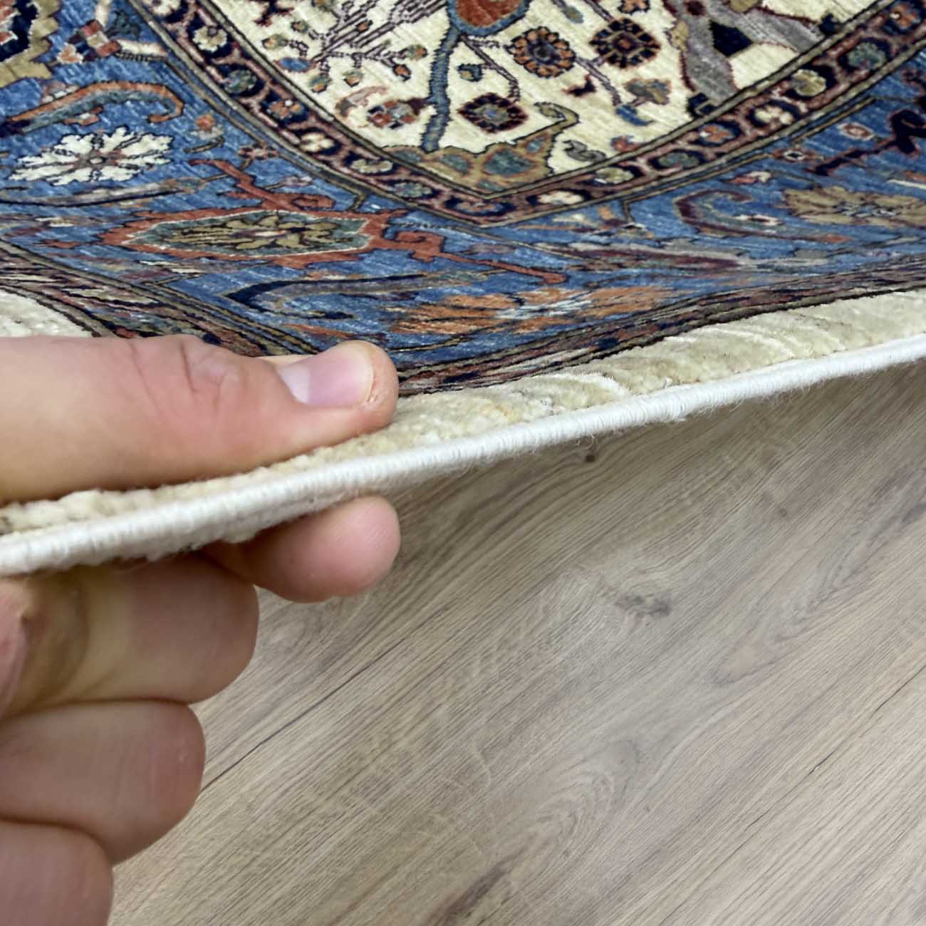 El Dokuma Mavi Bijar İran Tasarım Yün Halı (270x370 cm) - Görsel 11