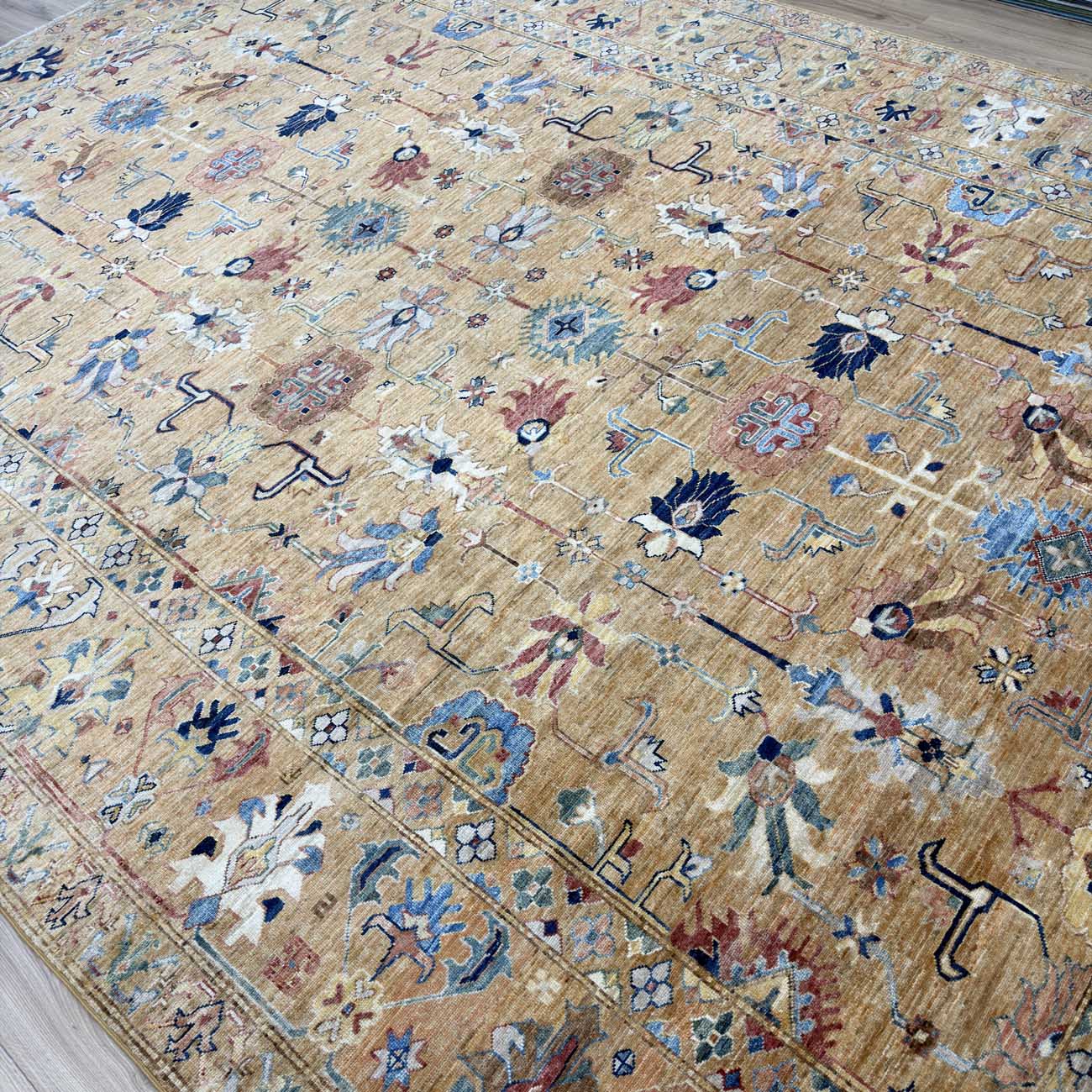 El Dokuma Kafkas Tasarım Kabile Yün Halı (275x390 cm) - Görsel 8