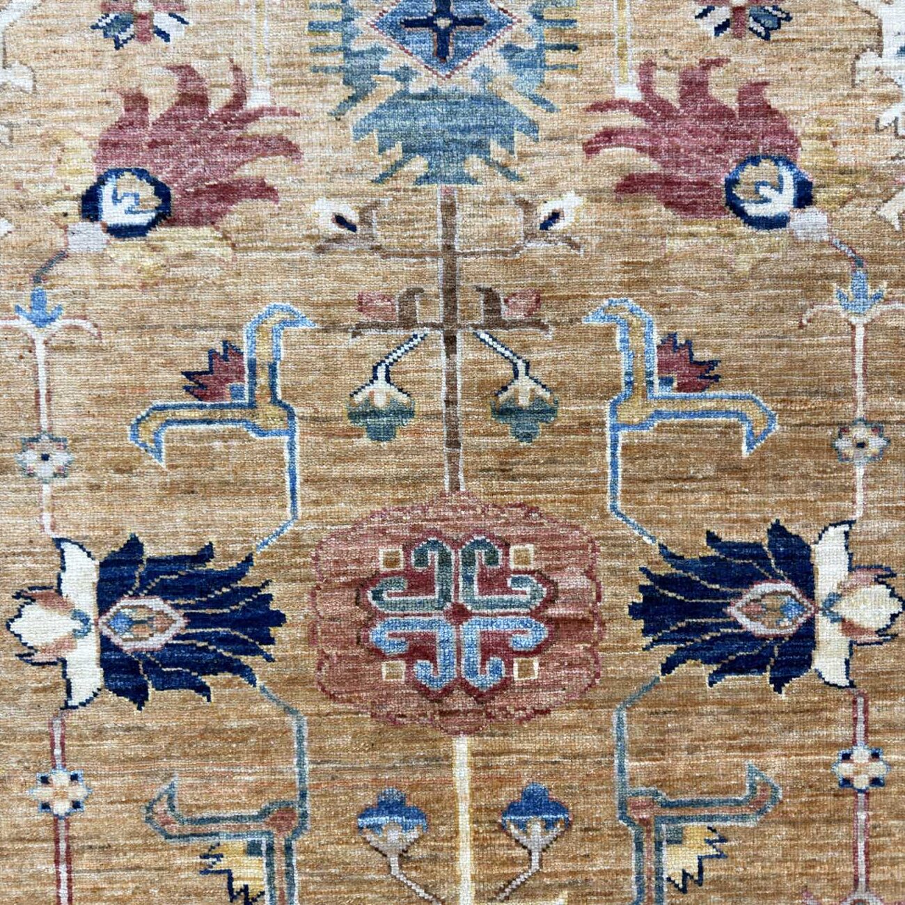 El Dokuma Kafkas Tasarım Kabile Yün Halı (275x390 cm) - Görsel 2