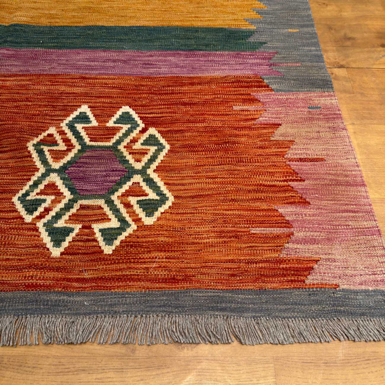 El Dokuma Anadolu Desenli Yün Kilim (175x245 cm) - Görsel 7