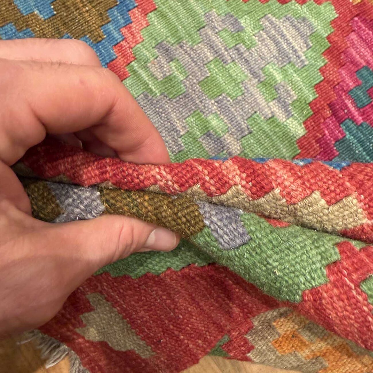 El Dokuma Anadolu Desenli Yün Kilim (120x175 cm) - Görsel 8